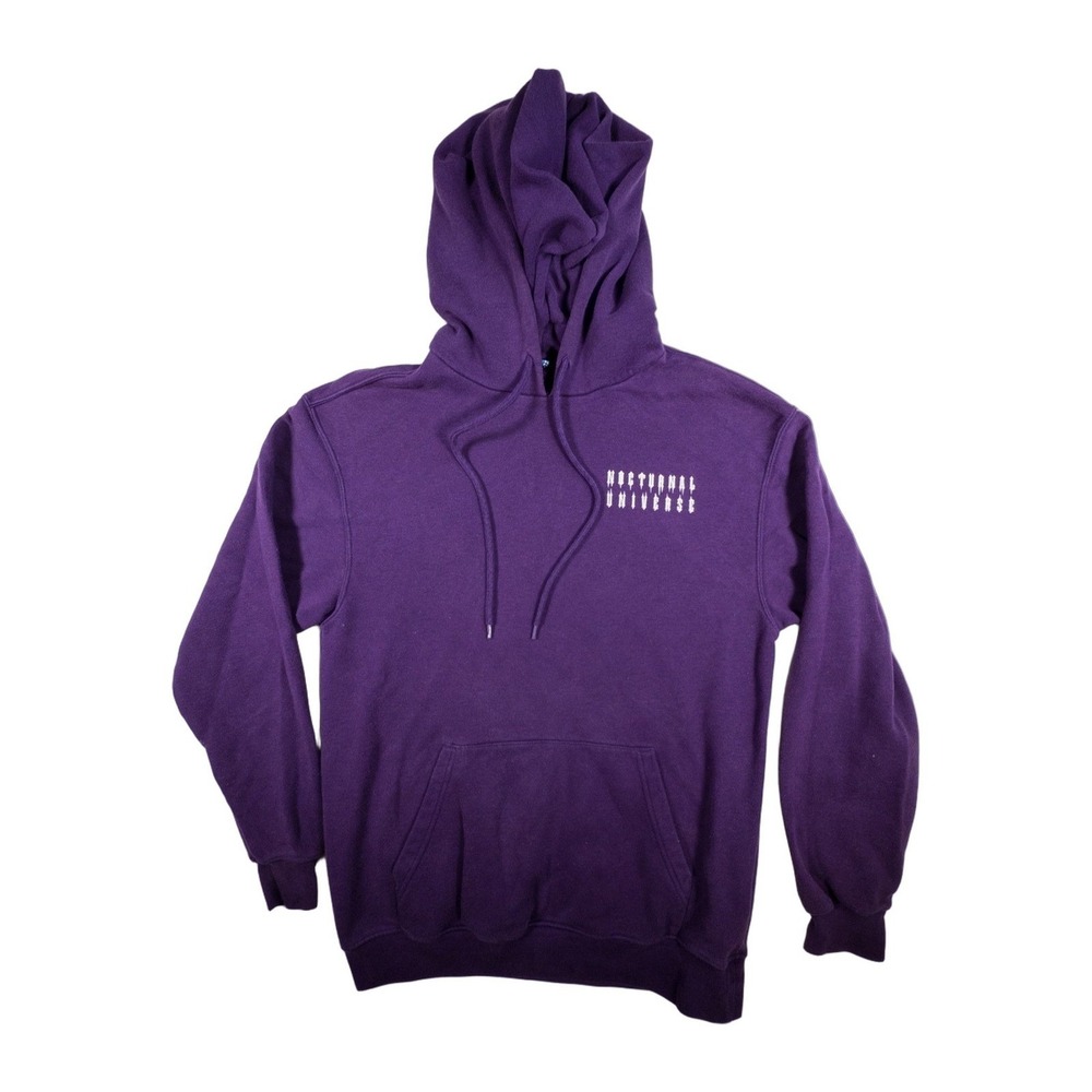 Nocturnal Universe Purple Graphic Hoodie Sweatshirt Pullover Drawstring Hood S